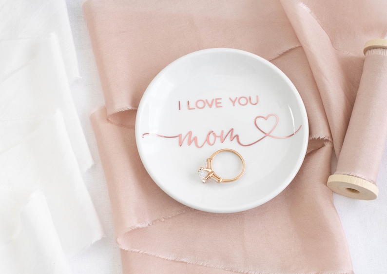 Mom ring dish mom jewelry dish for mom birthday gift mom trinket dish mothers day ring dish for mom personalized jewelry dish I love you mom image 2