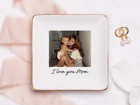 Photo Gifts for Mom Wedding Day, Birthday Gifts for Mom Photo Gift, Mom Jewelry Dish, Photo Trinket Dish, Mother of the Bride Photo Gifts
