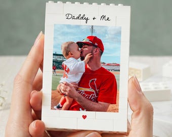 Daddy & Me Custom Puzzle – Personalized Brick Photo Block Gift for Father’s Day, Birthday Sentimental Keepsake Gift for Daddy from Kids