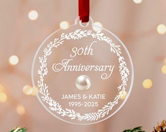 30th Wedding Anniversary Gift, Anniversary Ornament, Personalized Anniversary Gift, Holiday Ornament, Milestone Keepsake Christmas Gift #D13