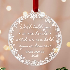 Adorno navideño «Te llevaremos en nuestros corazones», recuerdo sentimental personalizado para conmemorar la pérdida de un ser querido por un aborto espontáneo (2025) #D92