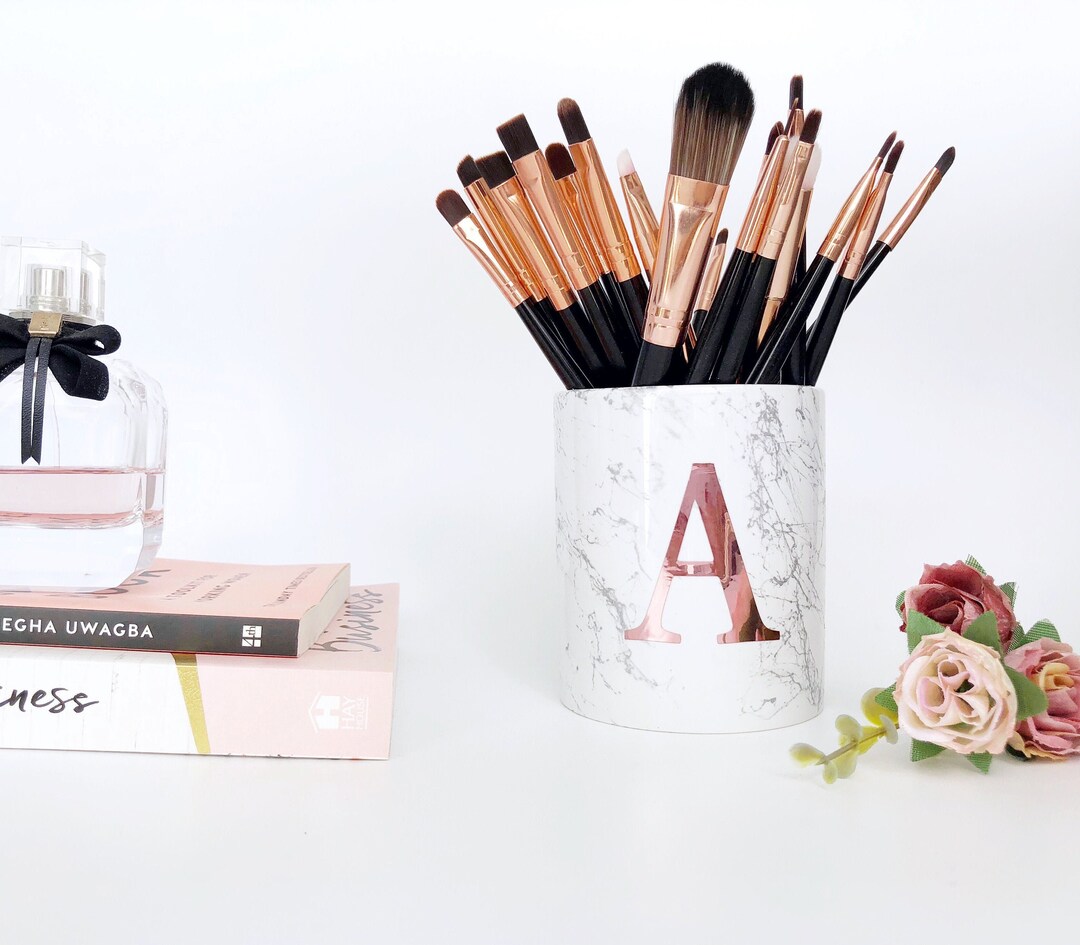 Personalized Makeup Brush Holder Marble Brush Older Makeup Storage Jar