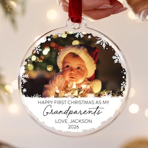 First Christmas as Grandparents Ornament, Custom Photo Ornament, Christmas Gift for New Grandparents, Photo Christmas Ornaments 2026 #P5