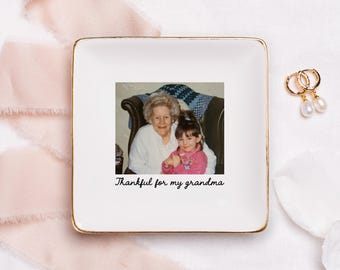 Birthday Gift for Grandma: Personalized Photo Trinket Dish, Thank You Grandma Appreciation Sentimental Keepsake Grandmother Stocking Stuffer