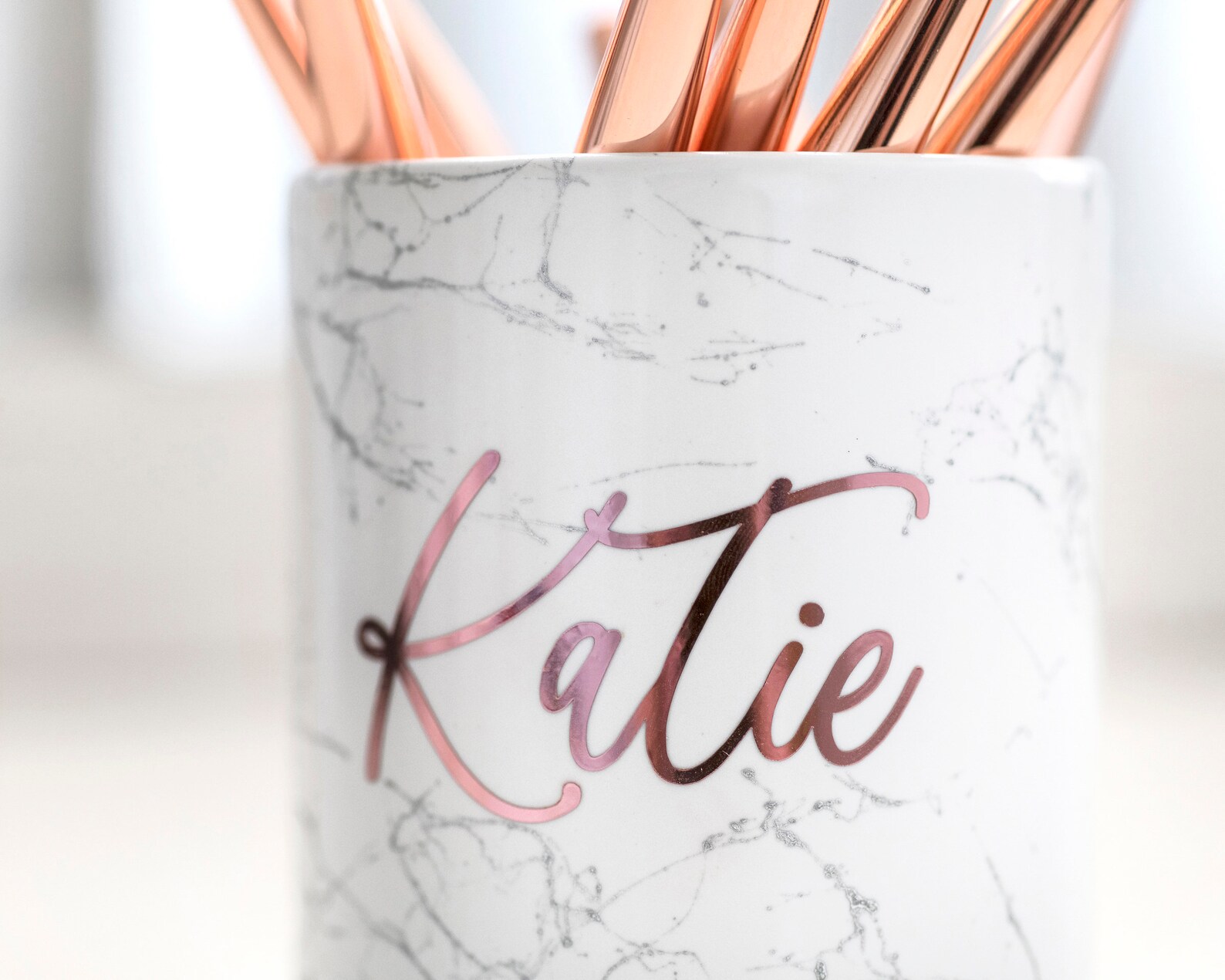 Rose Gold Pen Pot personalized desk accessories personalized Etsy