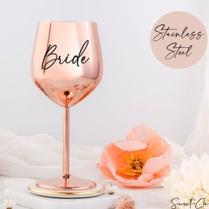 Rose Gold Wine Glass / Stainless Steel Wine Glass / Personalized Bridesmaid Gift / Gifts for Her / Unbreakable Stem Glasses / Wedding Gifts image 6