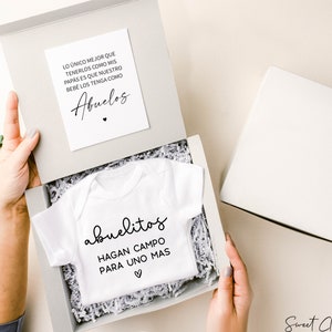 Spansk presentförpackning för graviditetsmeddelanden, Abuelitos Hagan Campo Para Uno Mas Babybody, Anuncio de Embarazo Abuelos Padres Abuelitos Box bild 4