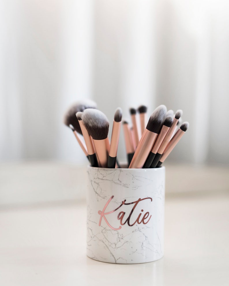 Makeup brush holder personalized brush holder rose gold makeup Etsy