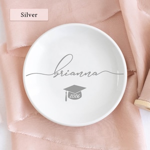 Graduation Jewelry Dish / Graduation Gift for Her / Personalized Trinket Dish / Class of 2026 Gift / Daughter Grad Gift / College Graduation Silver