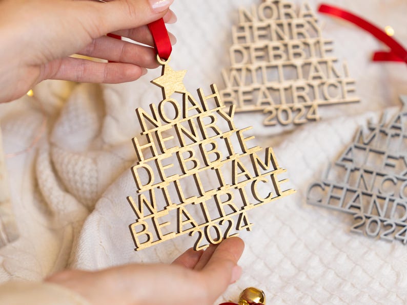 Family Christmas Ornaments, Custom Family Names Tree Ornament, Family