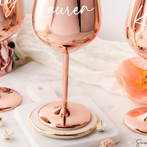 Rose Gold Wine Glass / Stainless Steel Wine Glass / Personalized Bridesmaid Gift / Gifts for Her / Unbreakable Stem Glasses / Wedding Gifts image 9