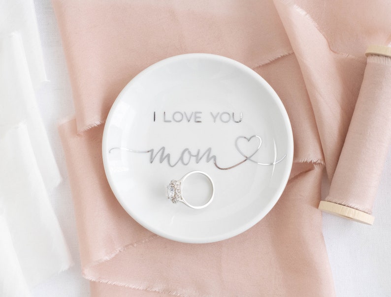 Mom ring dish mom jewelry dish for mom birthday gift mom trinket dish mothers day ring dish for mom personalized jewelry dish I love you mom image 5