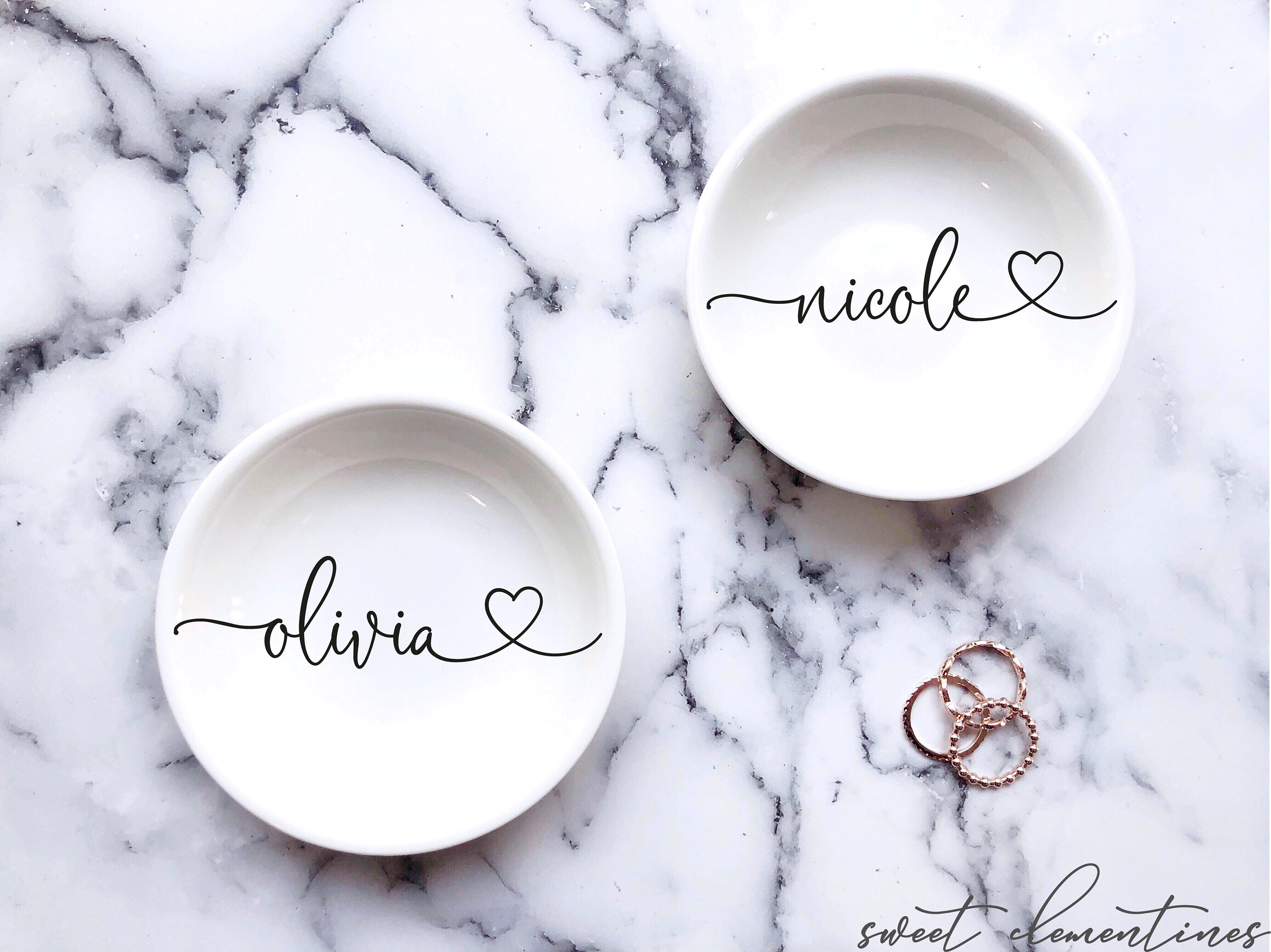Personalized Jewelry Dish, Birthday Gift for Her, Custom Trinket Dish, Gift for Mom, Bridesmaids Wedding Gifts, Granddaughter Gifts Grandma