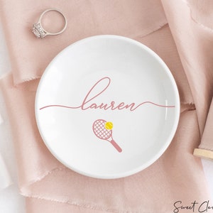 Tenniscadeaus voor vrouwen / Tenniscadeaus voor team / Tennis Trinket Dish / Tennisspelergeschenken / Tennis Senior Geschenken / Verjaardagscadeau voor haar Rose Gold