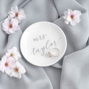 Personalized jewelry dish mrs ring dish bridal shower gift for bride wedding gift engagement gift engagement ring dish wedding ring tray image 6