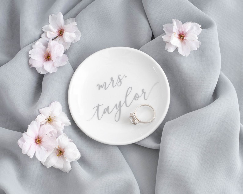 Personalized jewelry dish mrs ring dish bridal shower gift for bride wedding gift engagement gift engagement ring dish wedding ring tray image 6