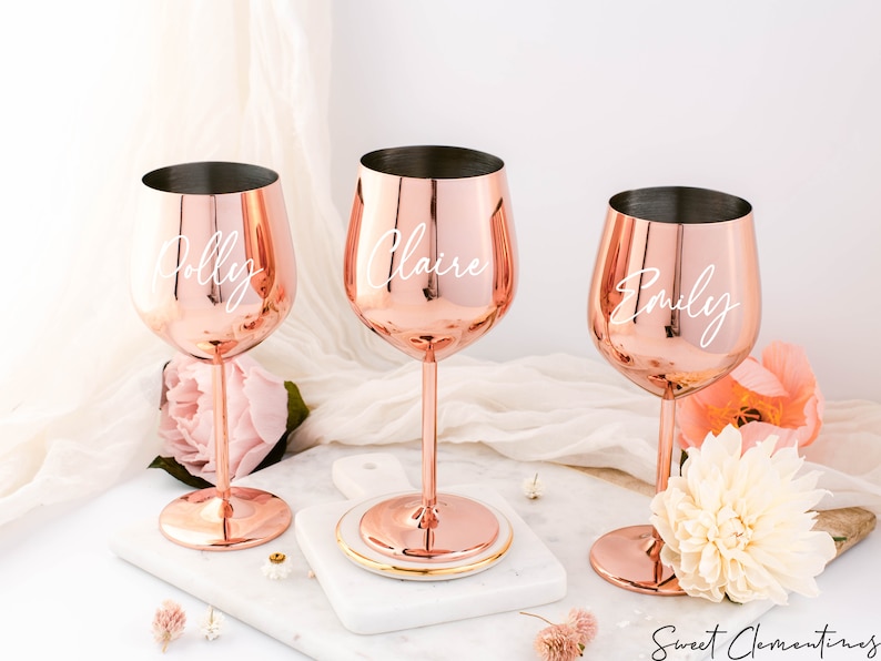 Rose Gold Wine Glass / Stainless Steel Wine Glass / Etsy
