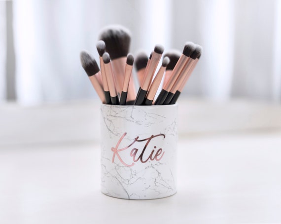 Makeup Brush Holder Personalized Brush Holder Rose Gold Makeup Organizer  Makeup Vanity Gift Personalized Makeup Gift for Her Cup for Brushes 