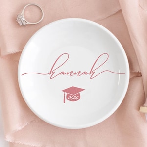 Graduation Jewelry Dish / Graduation Gift for Her / Personalized Trinket Dish / Class of 2026 Gift / Daughter Grad Gift / College Graduation image 1