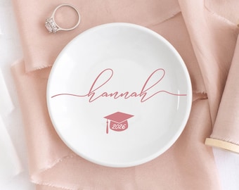 Plato para joyas de graduación, regalo de graduación para ella, plato para baratijas personalizado, regalo para la promoción de 2026, regalo de graduación para hija universitaria #R5