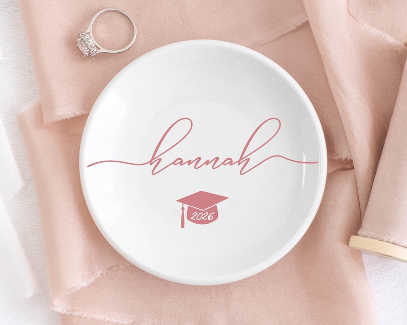 Graduation Jewelry Dish / Graduation Gift for Her / Personalized Trinket Dish / Class of 2026 Gift / Daughter Grad Gift / College Graduation image 1
