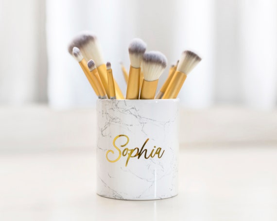 Personalised Eyelashes Ceramic Storage Pot Make Up Brush Holder Bride Hen  Gift