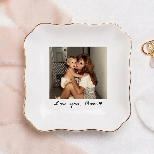 Custom Photo Trinket Tray, Photo Gifts for Mothers Day Gift, Mom Ring Dish, Jewelry Storage, Gifts for Mom Photo Gift, Photo Trinket Dish