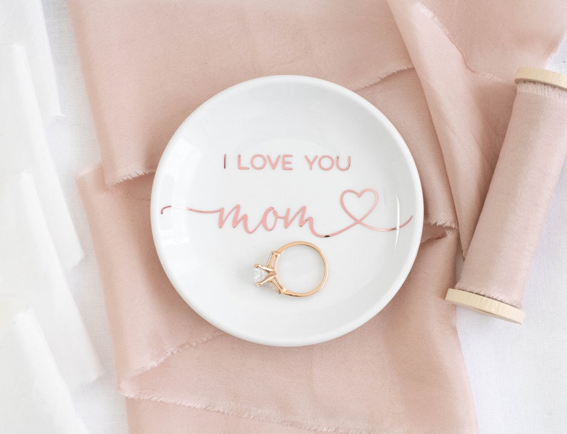 Mom ring dish mom jewelry dish for mom birthday gift mom trinket dish mothers day ring dish for mom personalized jewelry dish I love you mom image 1