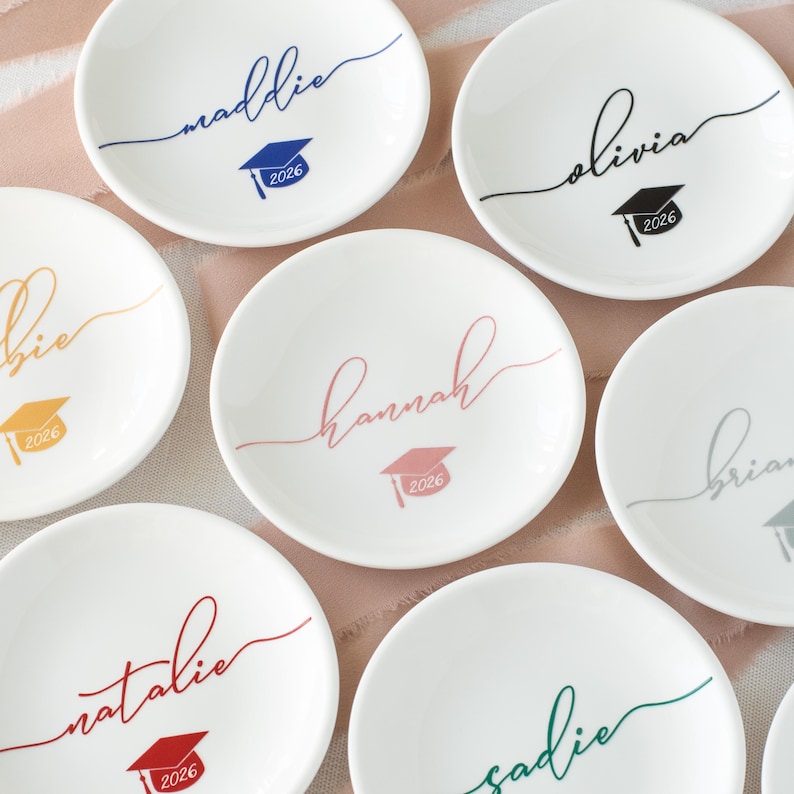 Graduation Jewelry Dish / Graduation Gift for Her / Personalized Trinket Dish / Class of 2026 Gift / Daughter Grad Gift / College Graduation image 6