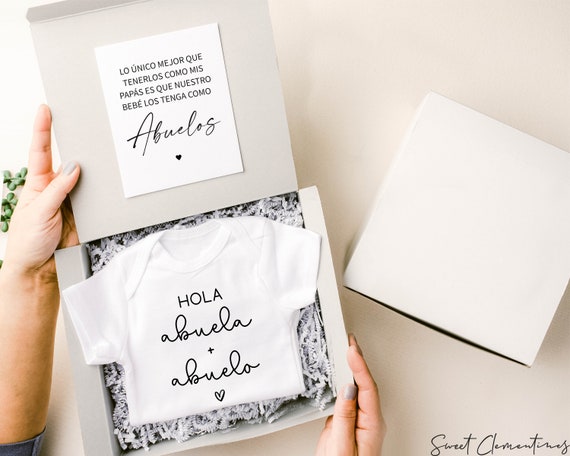 Spanish Pregnancy Announcement / Hola Abuelitos Pregnancy Reveal Box / Baby Reveal to Grandparents Announcement / Abuela y Abuelo Gift Box