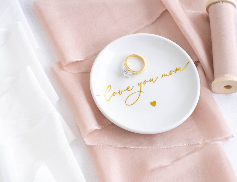 Mom jewelry dish ring dish for mom Mothers day gift mom jewelry dish personalized ring holder birthday gift for her personalized gifts mom Gold