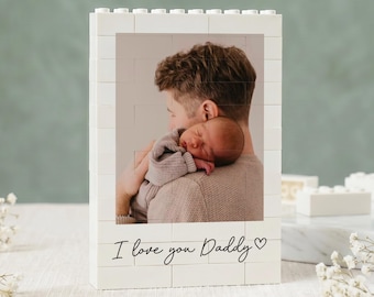 Personalized Dad Photo Building Block, Fathers Day Gift for Him, Bricks Puzzle Gift for Husband, Sentimental Daddy Photo Gift from Kids