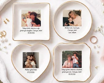 Photo Gifts for Mom Wedding Day, Birthday Gifts for Mom Photo Gift, Mom Jewelry Dish, Photo Trinket Dish, Mother of the Bride Photo Gifts