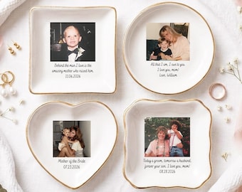Custom Photo Mother of The Groom Jewelry Dish, Mother of The Bride Jewelry Plate, Jewelry Tray for Mom, Sentimental Wedding Day Gift For Mom