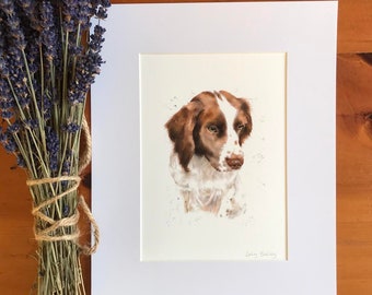 English spaniel dog giclee Fine Art print - Mounted