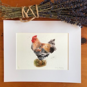 Rooster/cockerel giclee Fine Art print - Mounted