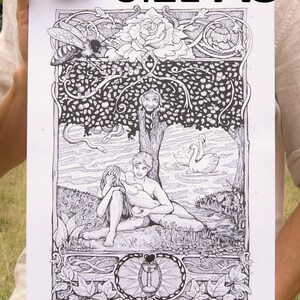 Pagan Paradise, ink pen drawing, eco-friendly art print, size A3 and A4, limited edition, Illustrated Shamanic Teachings image 4