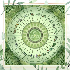 Pano Ogham do Alfabeto da Árvore Celta, ecológico, tela de algodão orgânico, 60 x 60 cm, pano espalhado, pano de altar, Magia, Druida, Escola Florestal