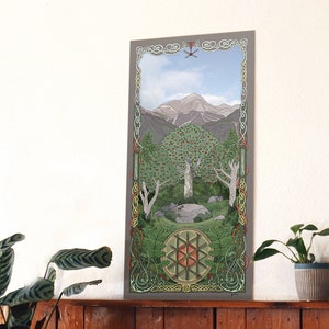 Rowan Tree, Tree of Life, Tree Wisdom Banner, 60 x 30 cm, eco-friendly, high-quality art print, Pagan, Celtic, Druid Ogham