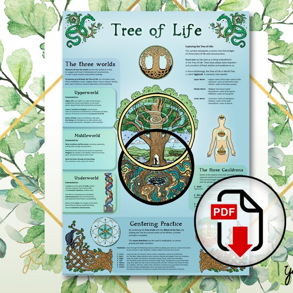 Tree of Life, Infographic, Correspondence Chart, Celtic, Pagan, Druid - PDF Download