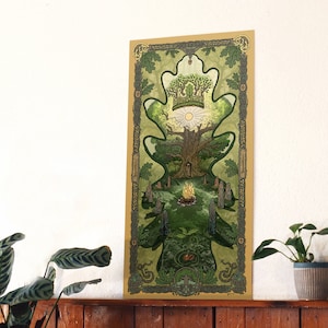 Oak Tree, Tree of Life, Tree Wisdom Banner, 60 x 30 cm, eco-friendly, high-quality art print, Pagan, Celtic, Druid Ogham