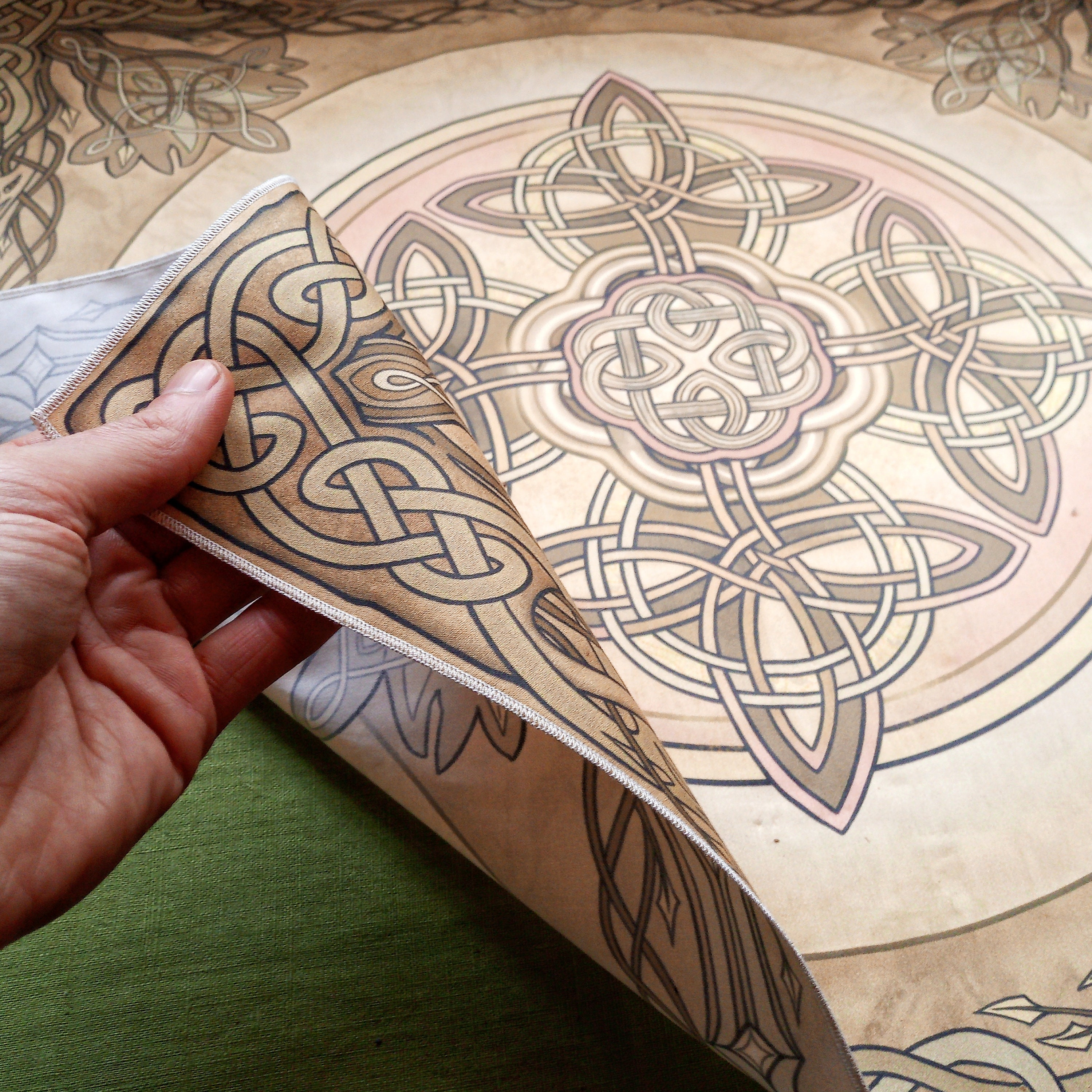 Celtic Elven Altar Cloth, Golden, Pink, Ecofriendly, Organic Cotton ...