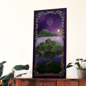 Hawthorn Tree, Tree of Life, Tree Wisdom Banner, 60 x 30 cm, eco-friendly, high-quality art print, Pagan, Celtic, Druid Ogham