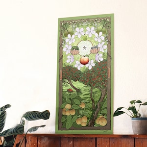 Apple Tree, Tree of Life, Tree Wisdom Banner, 60 x 30 cm, eco-friendly, high-quality art print, Pagan, Celtic, Druid Ogham