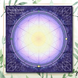 Monde intérieur, magie, nappe de tarot, nappe d'autel, géométrie, oracle, tissu de propagation, grille de cristal, respectueux de l'environnement, satin de coton biologique, 60 x 60 cm