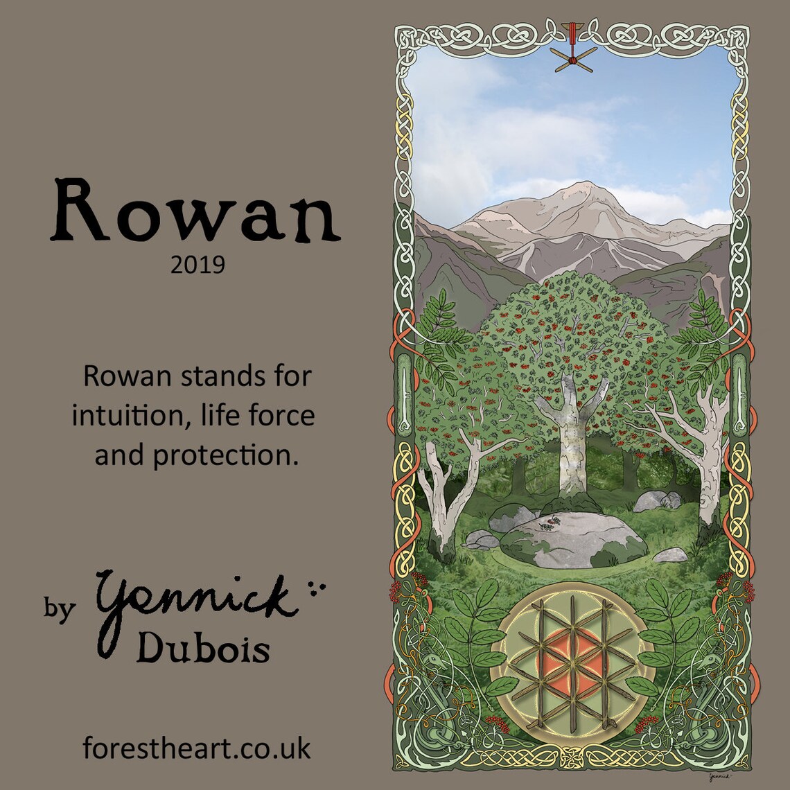 Rowan Tree, Tree of Life, Tree Wisdom Banner, 60 X 30 Cm, Ecofriendly