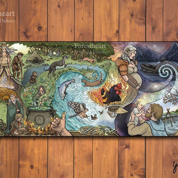 Cerridwen Taliesin Story Poster, Celtic, Awen, Welsh Mythology, Storytelling, 43 x 19 cm, eco-friendly, high-quality art print, Pagan, Druid