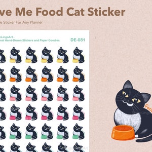 Adesivi per pianificatore / Cibo, per favore gatto / Dai da mangiare al gatto / Bullet Journal ECLP Life Planner / Adesivi per gatti carini / Amante dei gatti / Gatto in smoking (DE-081)