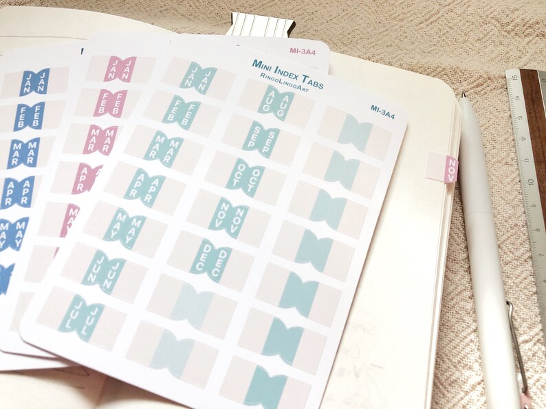 Mini monthly tabs vertical text tabs mini monthly index sticker