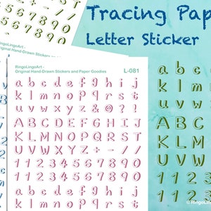 Pegatinas para planificador / Pegatinas con letras / Pegatinas del alfabeto / Pegatinas de papel de calco / Letras escritas a mano / Rosa polvoriento / Azul ceniza / Verde militar (L-081)